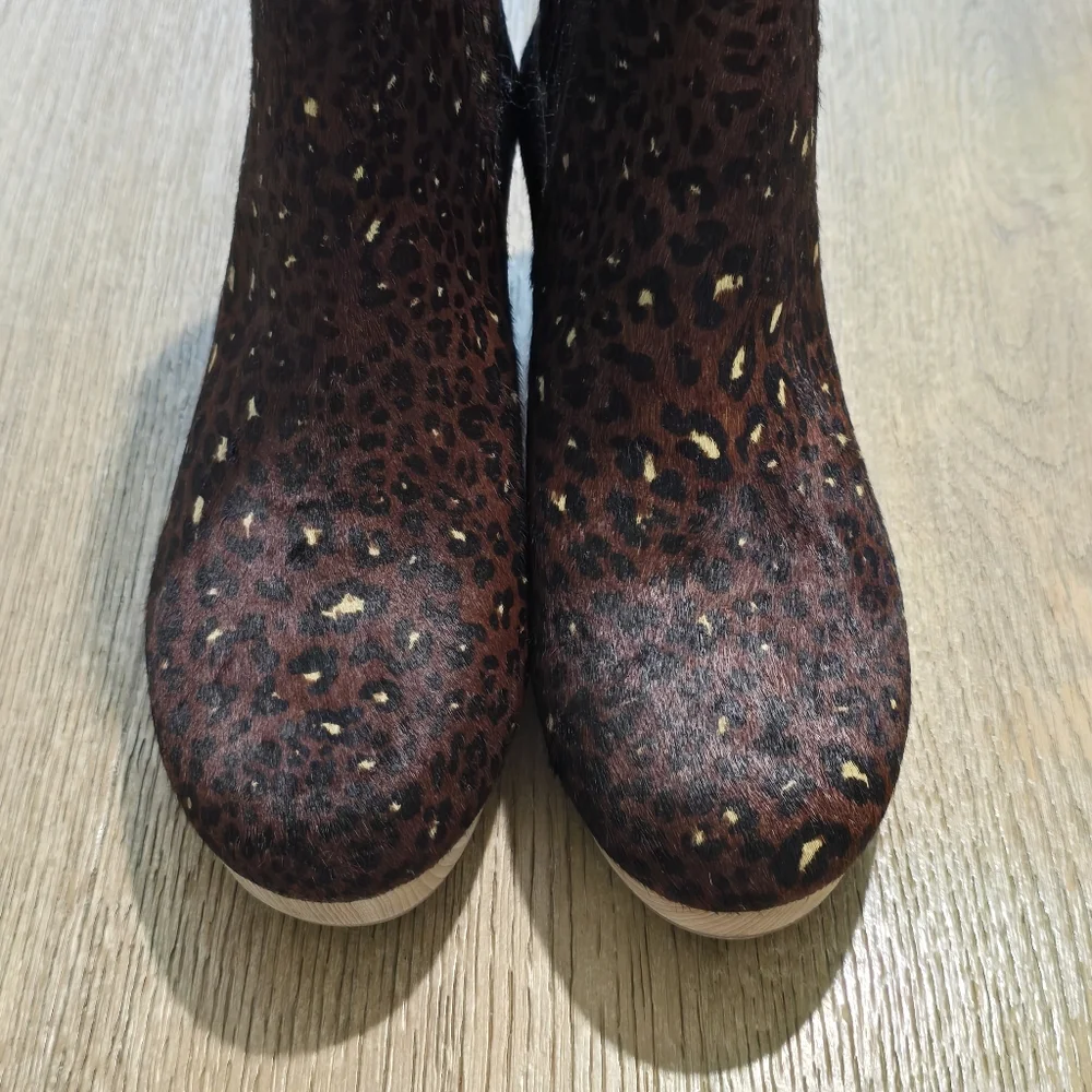 Madewell The Clog Boot sz 8‎ Painted Leopard Calf Hair Ankle Bootie Womens NEW